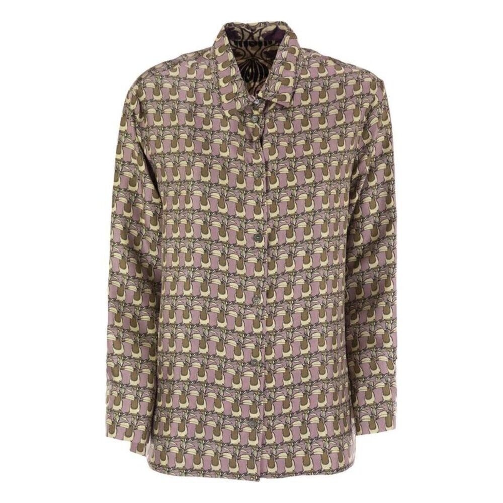 S MAX MARA Women's Toucan Print Long Sleeve Button-Up Shirt Women PINK Shirts